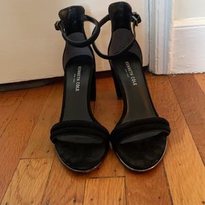 Kenneth Cole New York Black Suede Block Sandals